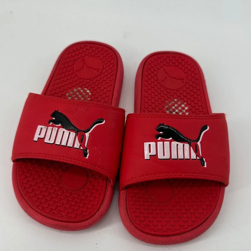 Puma Cool Cat Red Slides Kids Youth Size 13 Slip On Athletic Sandals